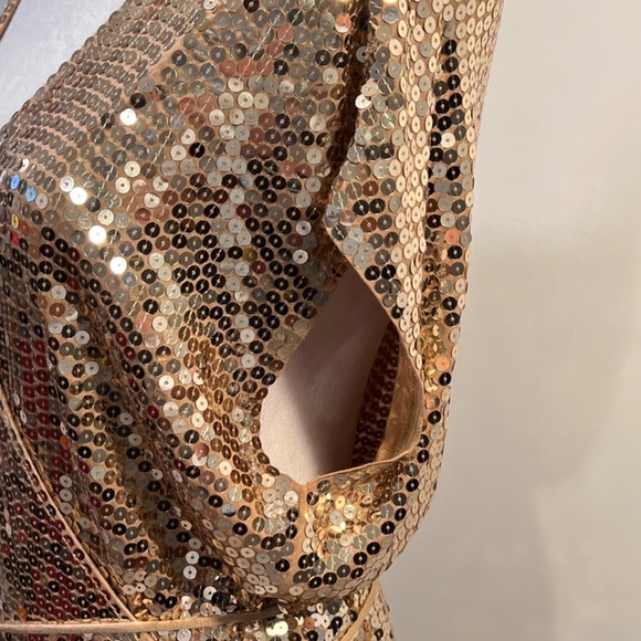 Michael Kors Gold Sequin Wrap Dress Size X Large - Picture 6 of 13